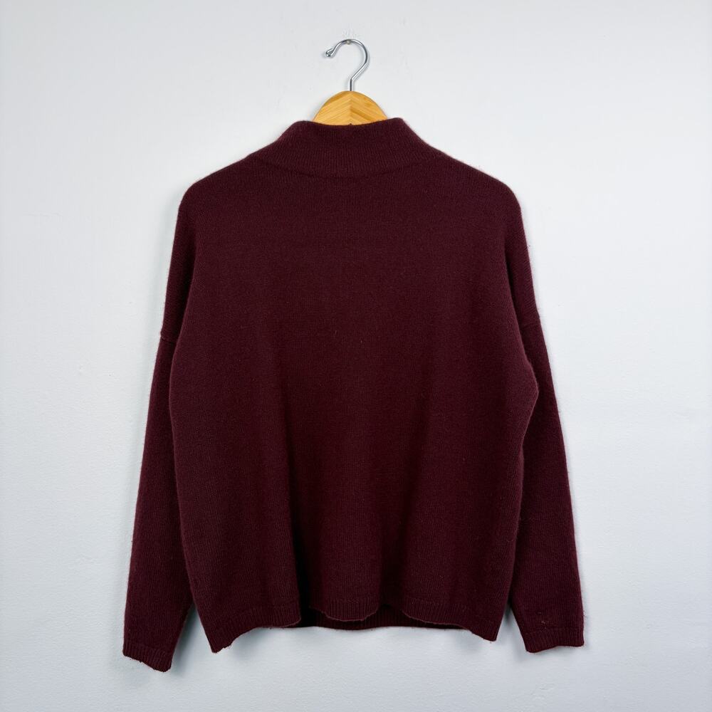 Autumn Cashmere Burgunde Lace Up Back Mock Neck Sweater XS